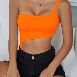 One shoulder cut out bodysuit